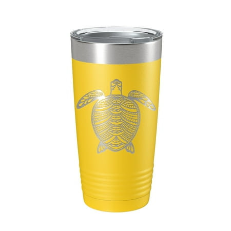 

Sea Turtle Tumbler Zentangle Travel Mug Insulated Laser Engraved Coffee Cup 20 oz Yellow