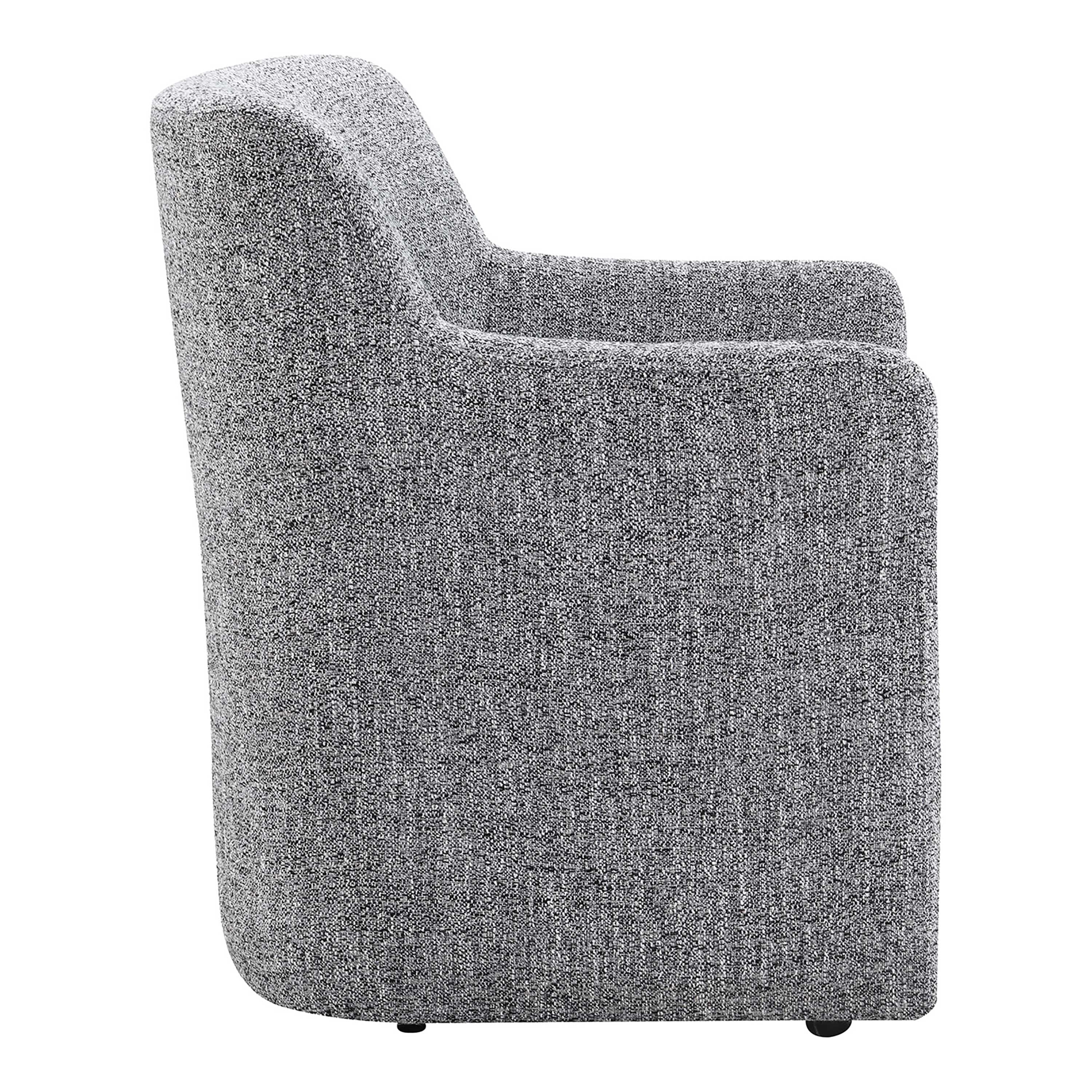 Furniture of America Jaine Modern Fabric Barrel Back Dining Arm Chair with Casters, Pewter Gray