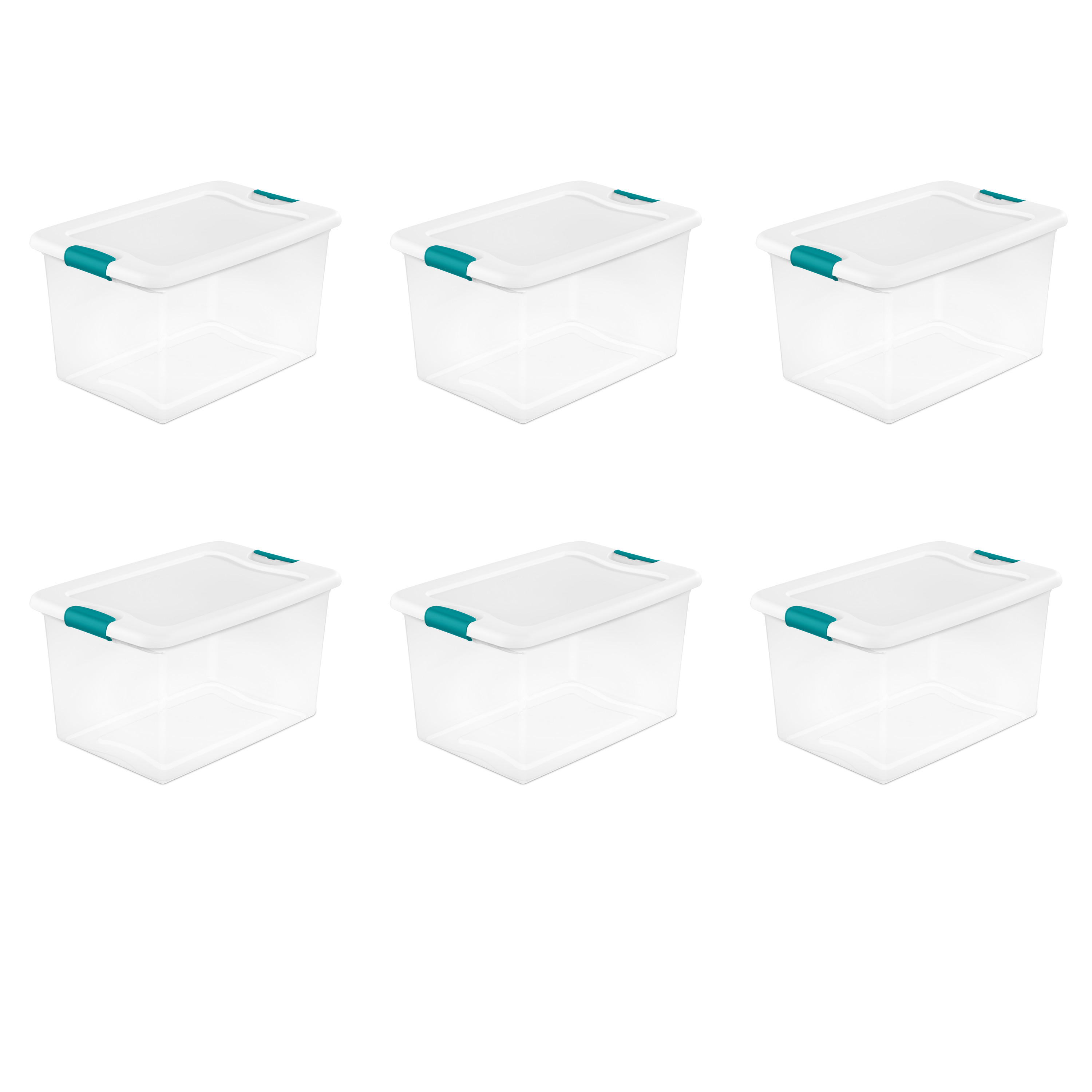 Sterilite 64 Qt. Latching Box Plastic, White, Set of 6