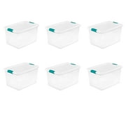 Sterilite 64 Qt. Latching Box Plastic, White, Set of 6