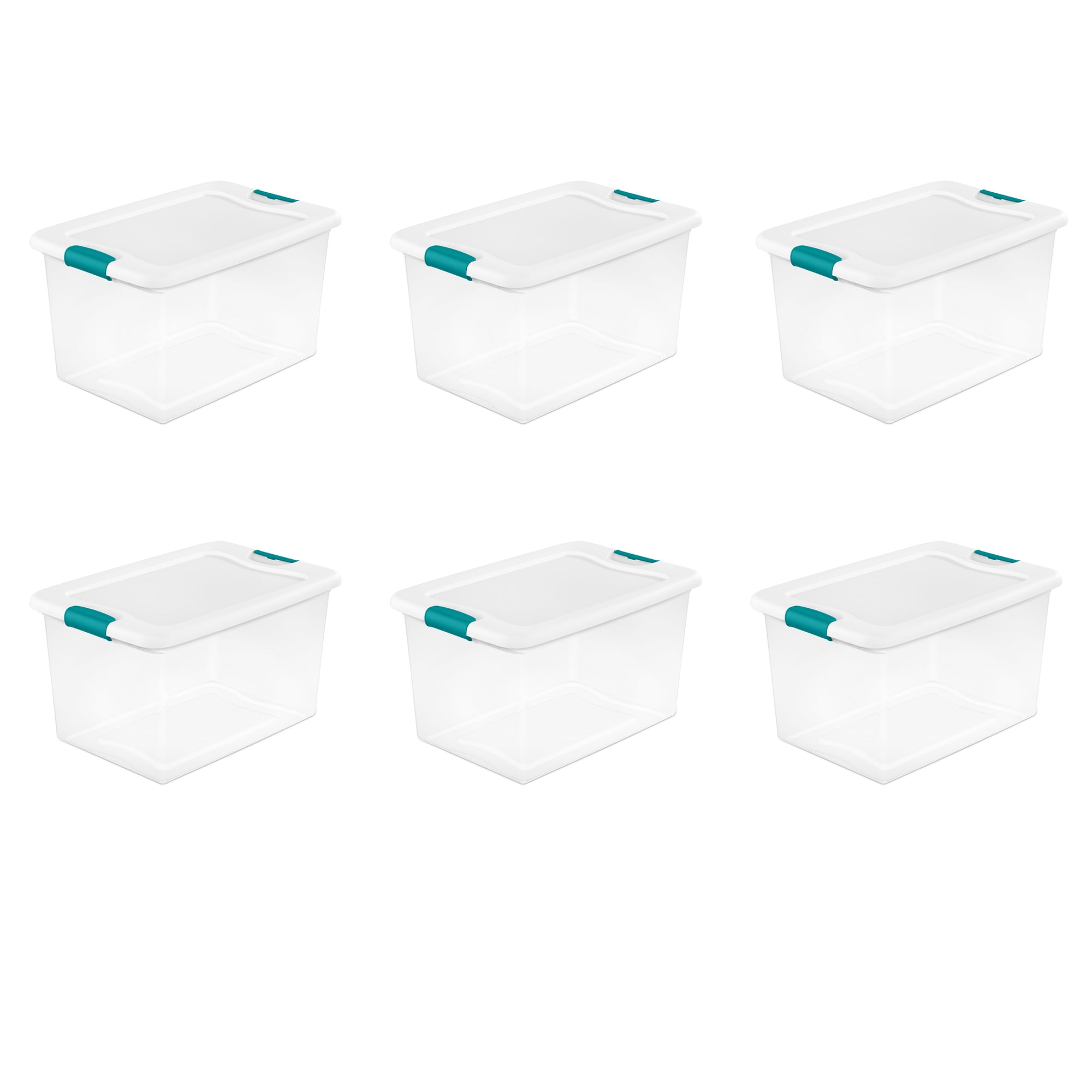 Sterilite 64 Qt. Latching Box Plastic, White, Set of 6