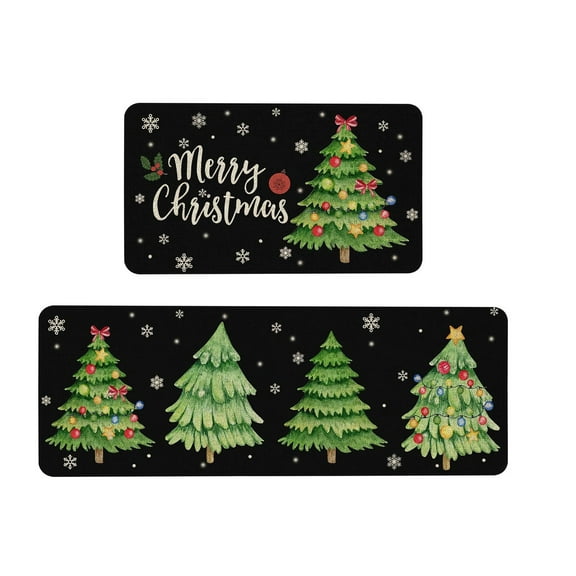 Lilixerw Christmas Kitchen Rugs Set of 2,Kitchen Floor Mats Non-Slip Backing Kitchen Mat Xmas Washable Doormat Runner Rug for Home,2024 New Christmas Decoration