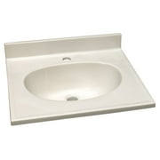 Design House 522185 Cultured Marble Single Faucet Hole Vanity Top 61", Solid White