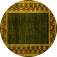 thumbnail image 1 of Ahgly Company Indoor Round Abstract Yellow Modern Area Rugs, 5' Round, 1 of 4