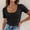 Black, variant on Women T Shirts Short Sleeve Square Neck Basic Tees Spring Clothes Cute Tops for Women