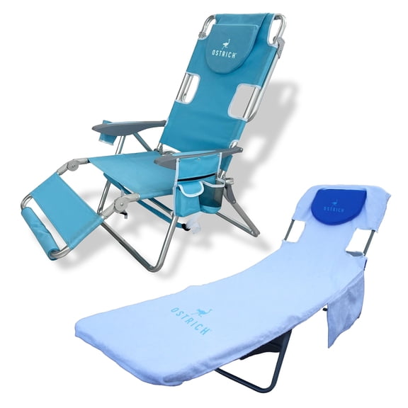 Ostrich The Backpack 3N1 Lounge Chair with Rear Cooler Bag and Custom Fitted Towel Cover