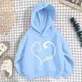 thumbnail image 4 of Spazoro Girls Pullover Hoodie with Pockets, Hooded Neck Cat Heart Graphic Print Soft Long Sleeve Relaxed Fit Trendy Casual Sweatshirt for Kids Sky Blue Size 5-6, 4 of 5