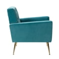 thumbnail image 4 of Accent Velvet Armchair, Modern Upholstered Leisure Chair Club Chair with Button Tufted Backrest and Square Armrest, Lazy Chair Single Chair for Living Room, Pub, Office, Blue, 4 of 10
