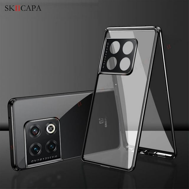 Pour OnePlus 10 Pro Étui de Téléphone en Verre Trempé à Adsorption Magnétique pour One Plus 10 Pro 5G 360 Double Face Transparente à Rabat