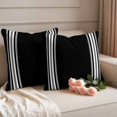 thumbnail image 2 of Black Striped Outdoor Pillow Covers, Waterproof Decorative Throw Pillowcases Set of 2, Farmhouse Black White Stripes Couch Cushion Cases with Zipper for Outside Patio Garden Sofa 18"x18", 2 of 9