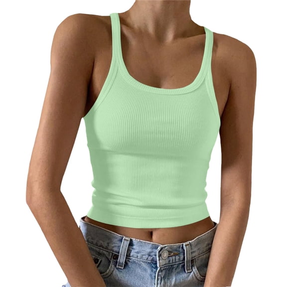 RUTAYY Women's Vest Summer Solid Color Sleeveless Round Neck Casual Basic Beach Soft Comfortable Classic Seaside Tank Tops