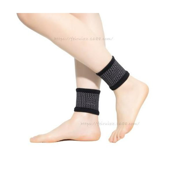 KAKOWELY 1 par de tobilleras elásticas de algodón transpirables que absorben el sudor, unisex, para yoga, baile, fútbol y patinaje, color negro.