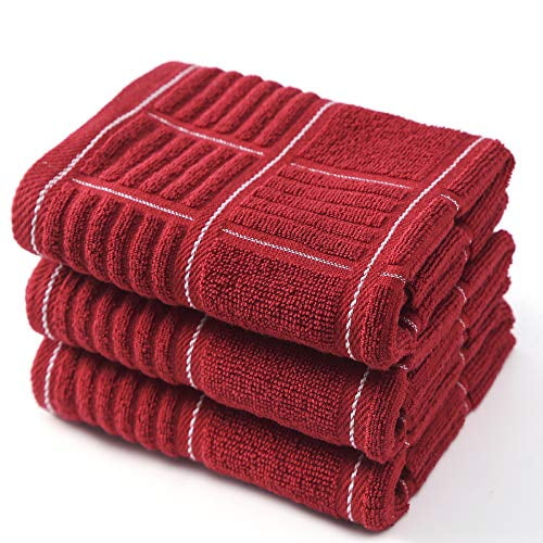 Anyi Kitchen Dish Towels Heavy Duty Absorbent Dish Cloths With Hanging Loop 100 Cotton Tea Bar Towels 16x26 Set Of 3 Redwhite Walmart Com Walmart Com