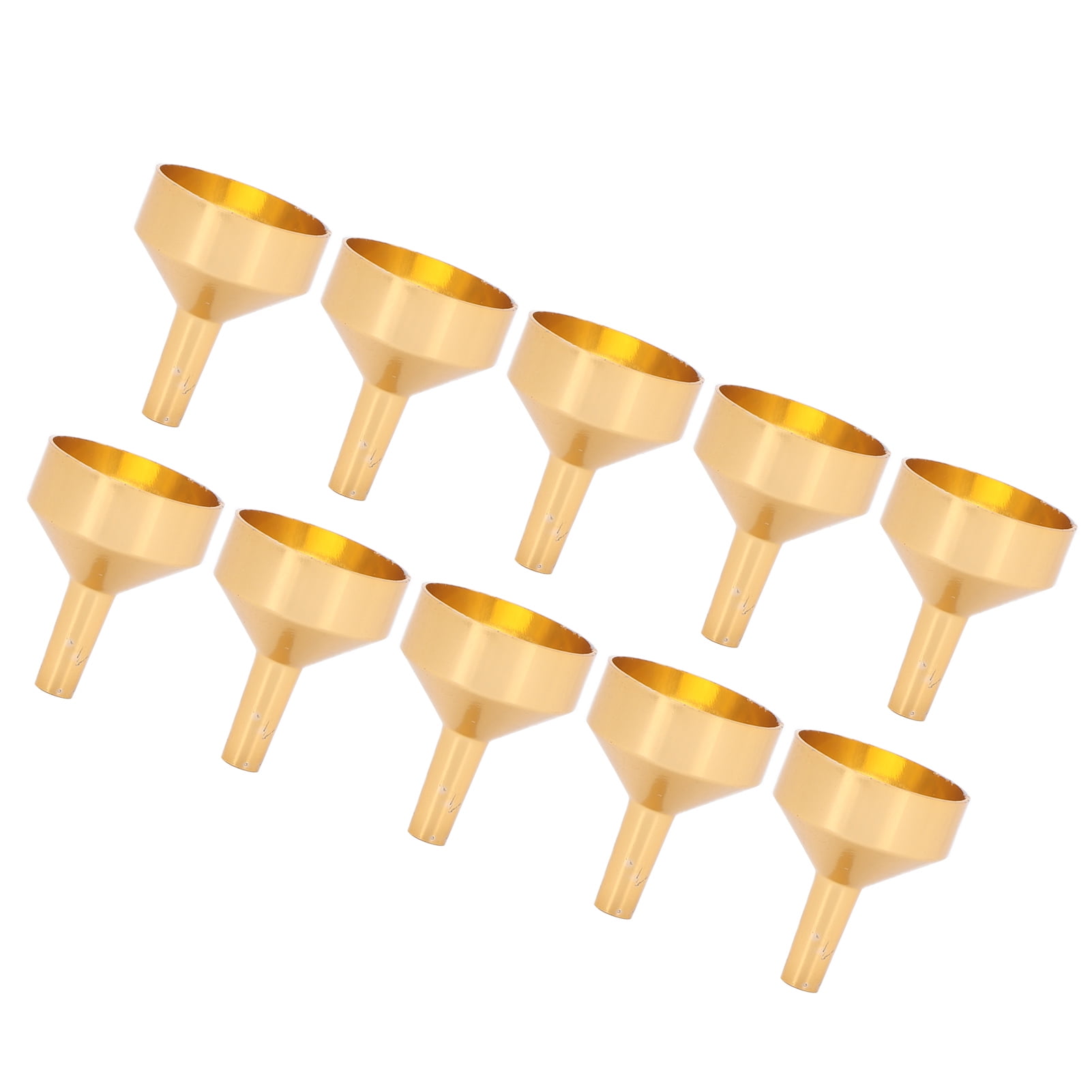 Riousery 10pcs Gold Metal Small Funnel Set, Mini Aluminum Alloy Funnel for Essential Oil Bottles, Filling Perfume and Cosmetics, 0.39 x 0.28 inches / 10 x 7 mm