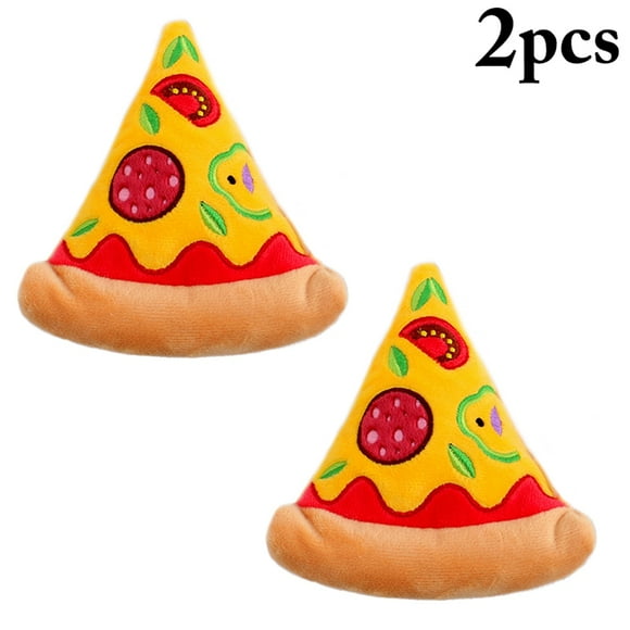 2PCS Pizza Dog Toy Bite-resistant Realistic Puppy Squeaky Toy Pet Bite Toy