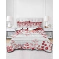 thumbnail image 2 of Quilts King Size Bedding Set, Red Eucalyptus Leaves Lightweight Quilted Comforter, Summer Botanical Weeping Wooden Soft Reversible Bedspread Coverlet with Pillow Covers for All Season, 96" x 106", 2 of 7