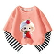 thumbnail image 2 of SGFCWSX Long Sleeve Shirts for Kids Girls Striped Animals Print Tops Casual Fall T-Shirts Pink Size 6 Years, 2 of 3