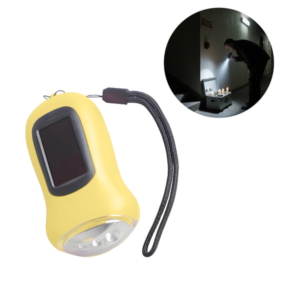 HIBIBUD Solar Hand Crank Flashlight, Yellow, for Emergency and Camping