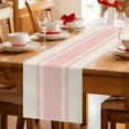 thumbnail image 5 of Pink Stripes Table Runner - 72 Inch Long Geometric Vintage Country Modern Cotton and Linen Blended Dress Scarves Farmhouse Table Runner for Kitchen Dining, Coffee Table, 13" x 72", 5 of 8