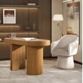 thumbnail image 2 of Jesse 55.5" Single Drawer Fluted Oval Console Desk Honey Brown Rubberwood, 2 of 12