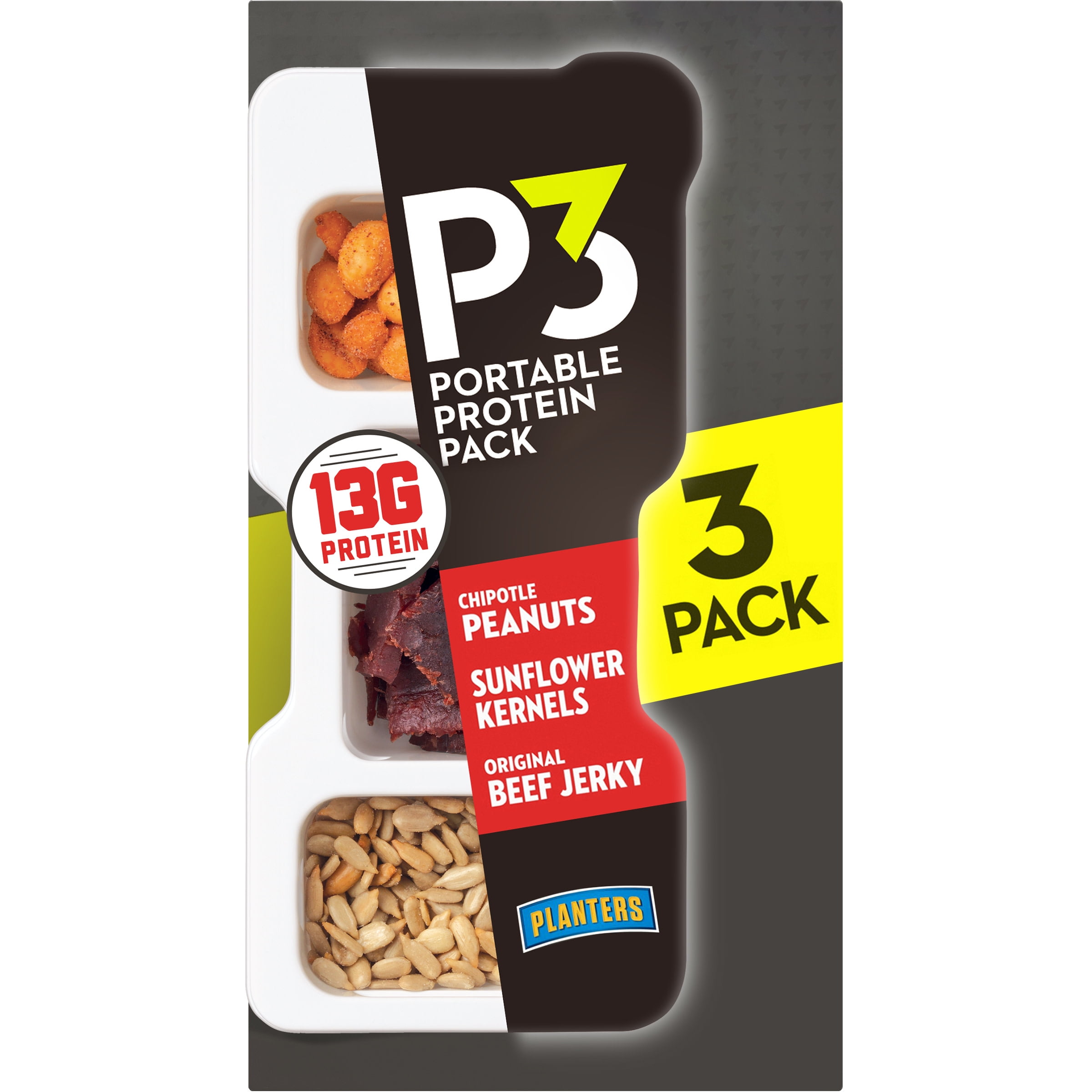 P3 Portable Protein Snack Pack with Chipotle Peanuts, Sunflower Kernels