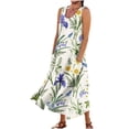 thumbnail image 2 of FcBaudy Robe Sans Manches Col Rond, Robes d'Été pour Femmes, Robes Femmes Robe Longue Imprimée Sans Manches et en Lin Col Rond Robe Femmes, 2 of 5