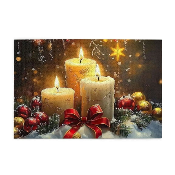 500 Piece Christmas Candles Jigsaw Puzzle For Adults Vibrant Festive Winter Scene, Challenging & Relaxing Brain Game, Home Decor Gift For Loved Ones