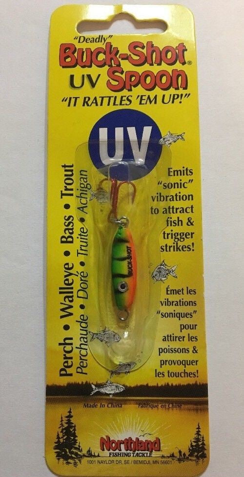 Northland Tackle BRUVS2-22 UV Buck Shot Rattle Spoon Firetiger 1//16 oz Lure
