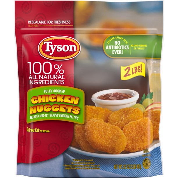 Tyson Fully Cooked Chicken Nuggets 32 Oz Frozen Walmart Com Walmart Com