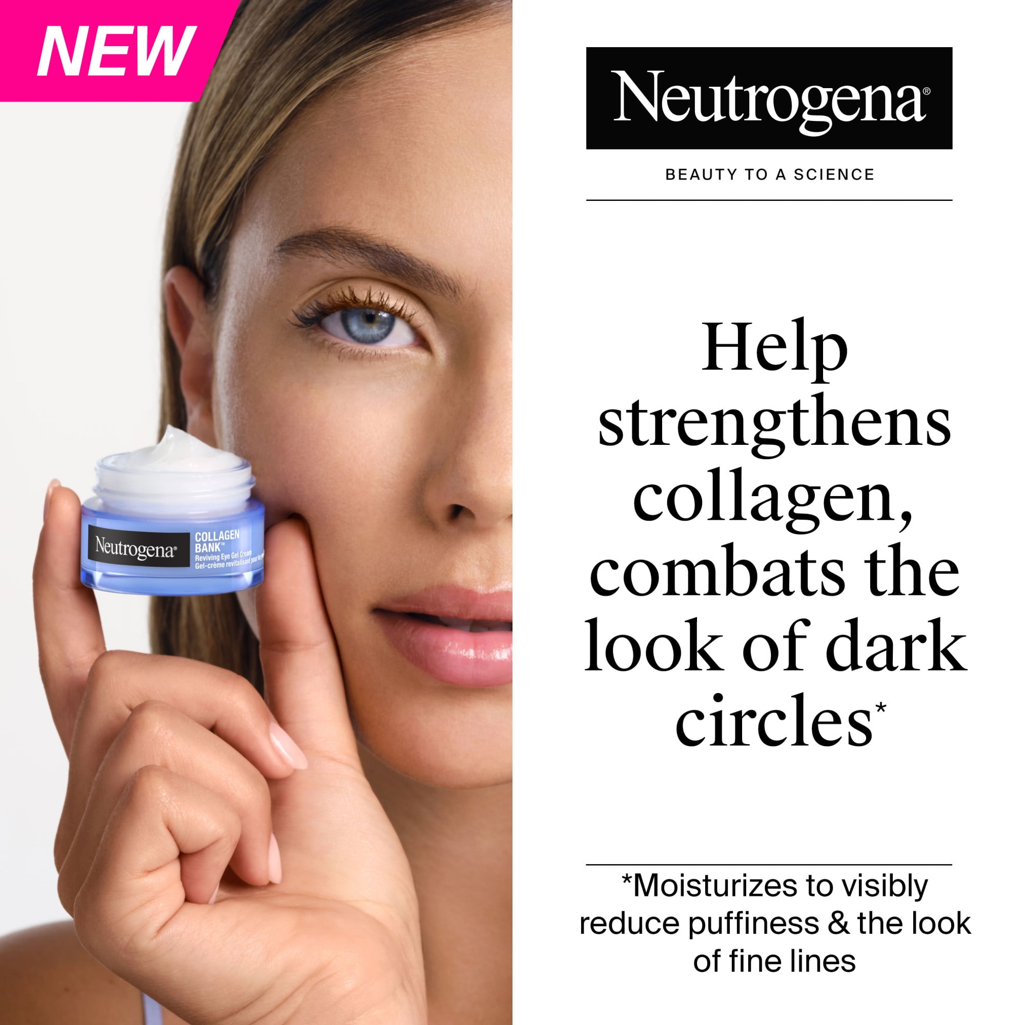 Gel-crème régénérant pour les yeux Neutrogena Collagen Bank, hydratant non parfumé pour la zone sous les yeux qui aide à préserver le collagène, améliore visiblement les cernes et les poches, niacinam 14 g