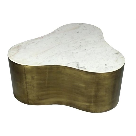 Orlando Kendall Cocktail Table with Marble Top and Brass-Finished Iron Base