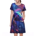 thumbnail image 1 of Balery Starry Sky Turtle Vestidos sueltos de manga corta para mujer, vestidos de verano 2025, vestidos casuales de corte A con vuelo., 1 of 6