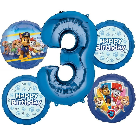 Anagram Paw Pups on Patrol 3rd Birthday Party Supplies Chase Marshall Rubble Skye and Everest Balloon Bouquet Decorations