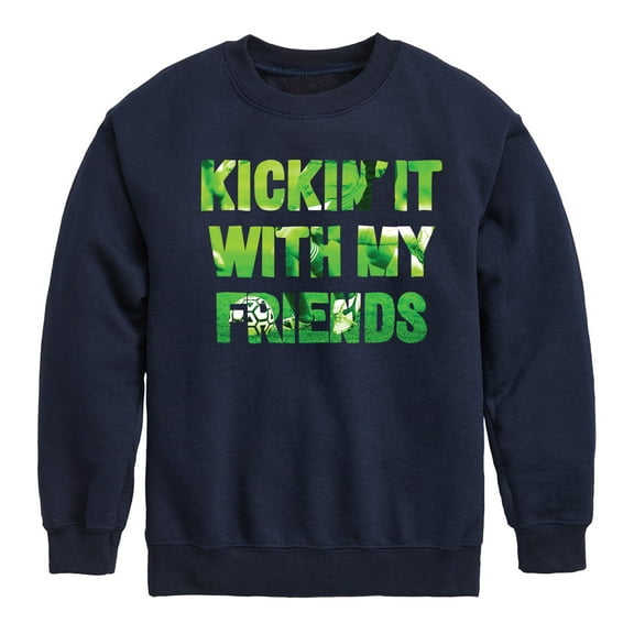 Instant Message - Kickin It With My Friends - Toddler & Youth Crewneck Fleece Sweatshirt