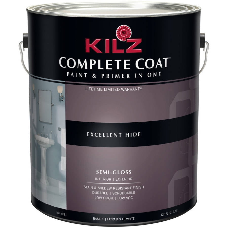 Kilz Complete Coat Semi Gloss Base 1 Ultra Bright Paint White 5 Gallon Walmart Com Walmart Com
