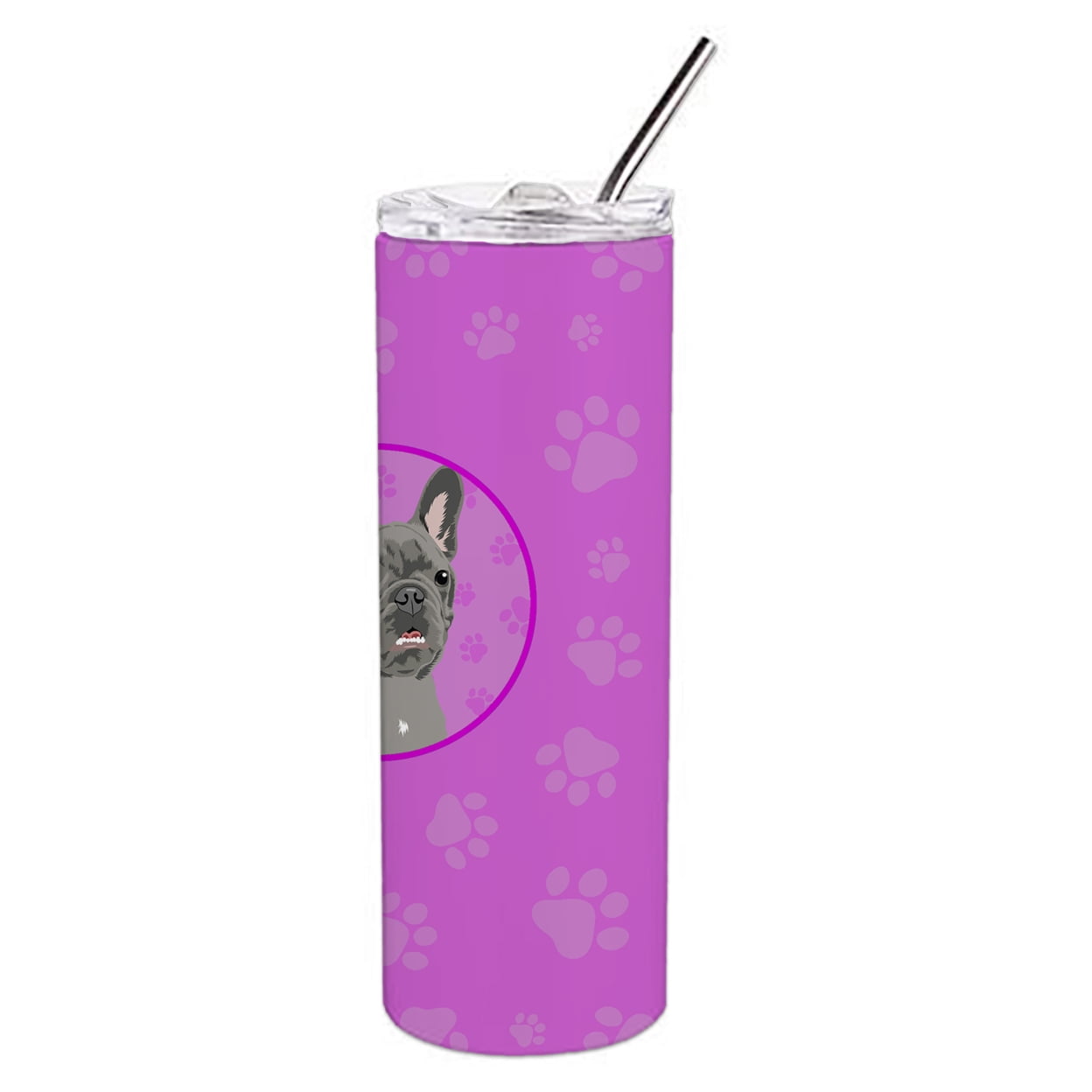 French Bulldog Blue Stainless Steel 20 oz Skinny Tumbler 3 in x 8.25 in