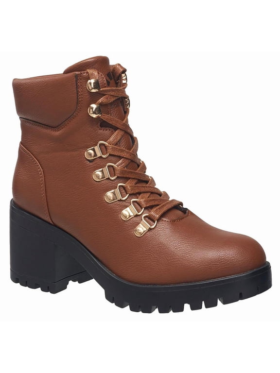 C & C California Womens Pixie Faux Leather Ankle Combat & Lace-up Boots