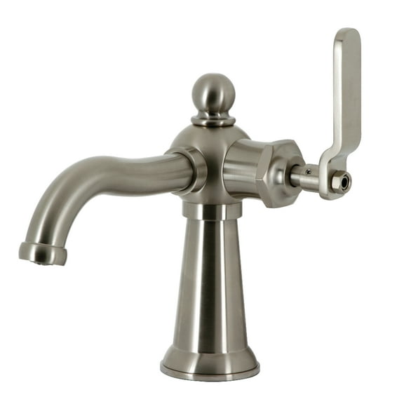 Kingston Brass KS3548KL Knight One-Handle Single-Hole Bathroom Faucet with Push Pop-Up Drain, Brushed Nickel