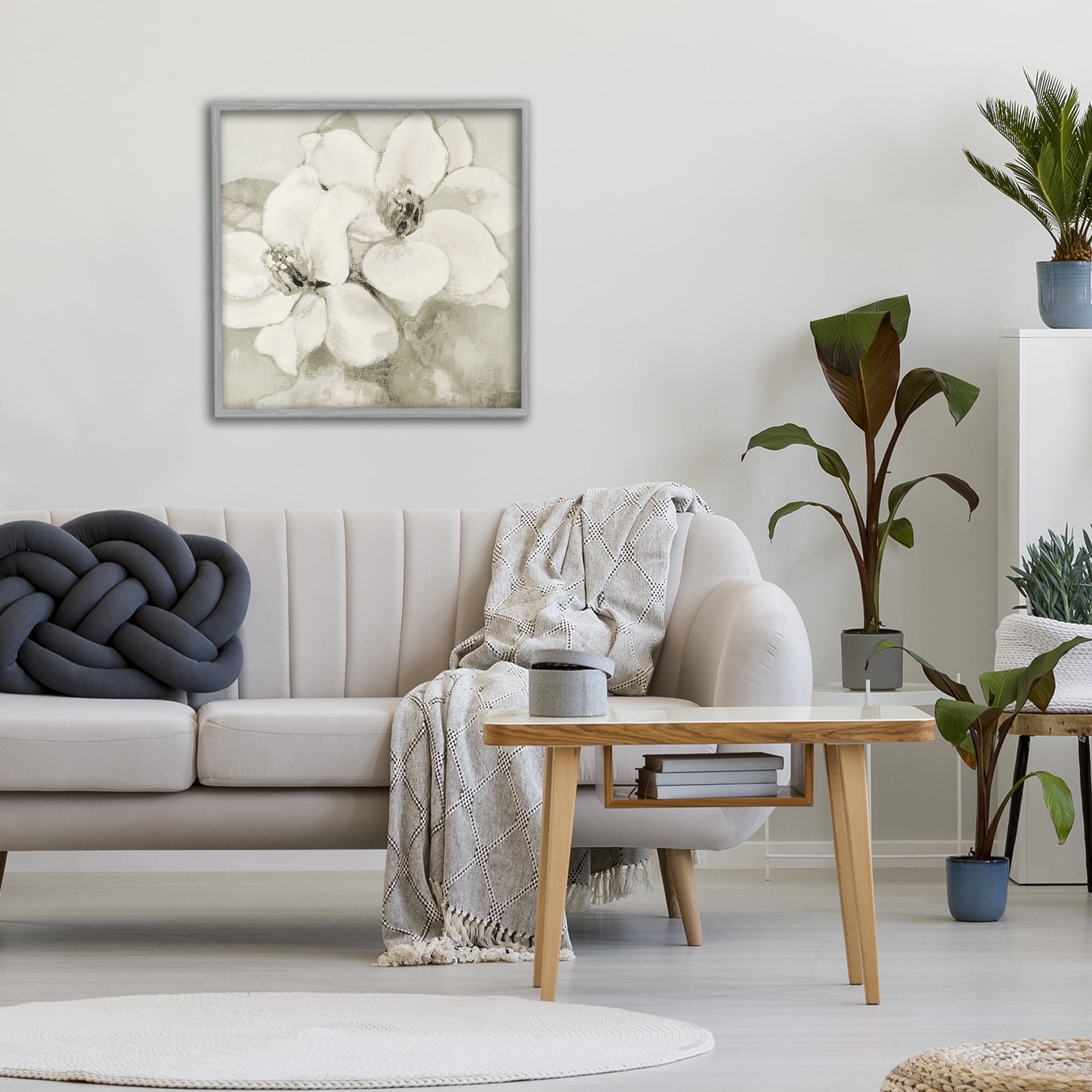 Stupell Industries Subtle Beige Magnolias Gray Framed Giclee Art, design by Lanie Loreth