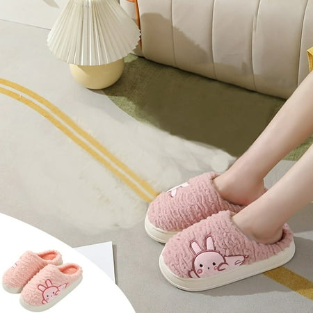 

Cotton Slippers Female Cartoons Cute Fall And Winter Home Indoor Non-Slip Thick Bottom Warm Couple Soft Bottom Confinement Slippers
