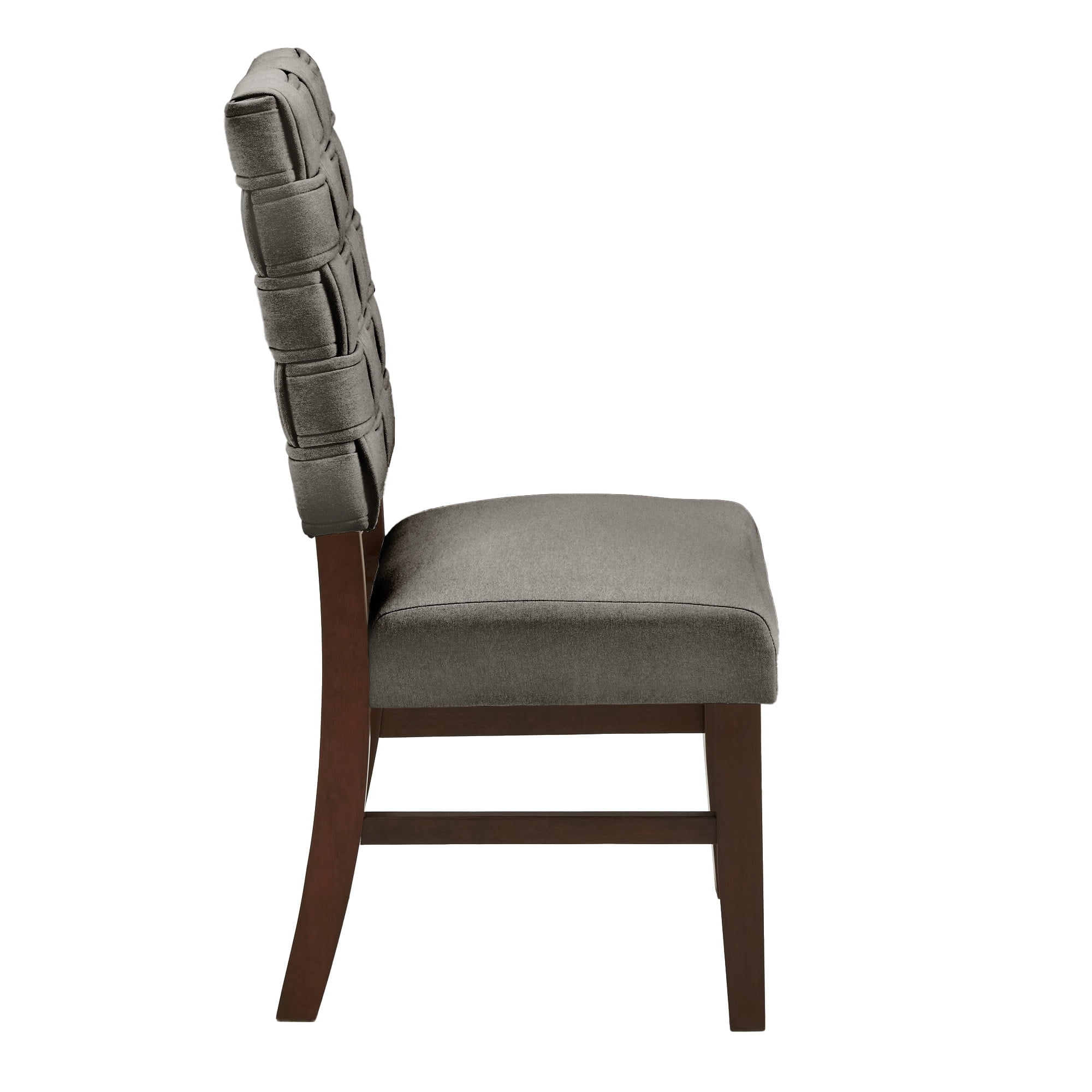 Weston Home Alle Walnut Finish Woven Fabric Dining Chairs, Dark Gray (Set of 2)