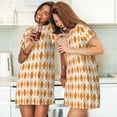 thumbnail image 4 of Kdxio Orange argyle Pattern Womens Short Sleeve Sleepshirt Scoopneck Cute Nightdress Ruffle Comfy Nightgown, 4 of 6