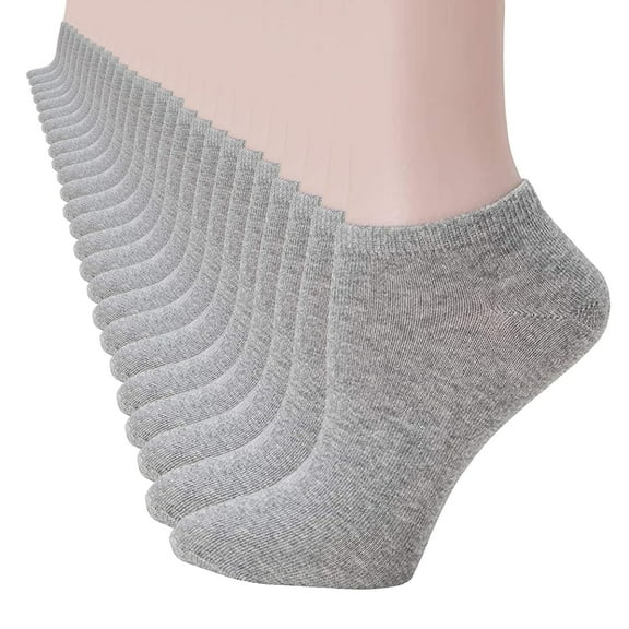 14 Pack Men's Cotton Ankle Socks - Multi-Pairs, No Show & Low Cut Socks for Men & Women Gray