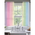 thumbnail image 2 of Rainbow Stripes Sheer Curtains 63 Inch Length 2 Panels Set for Living Room/Bedroom, Modern Colorful Cream Striped Aesthetics Curtain Sheers Drapes Rod Pocket Curtains Window Treatment Set 52''x63''x2, 2 of 7