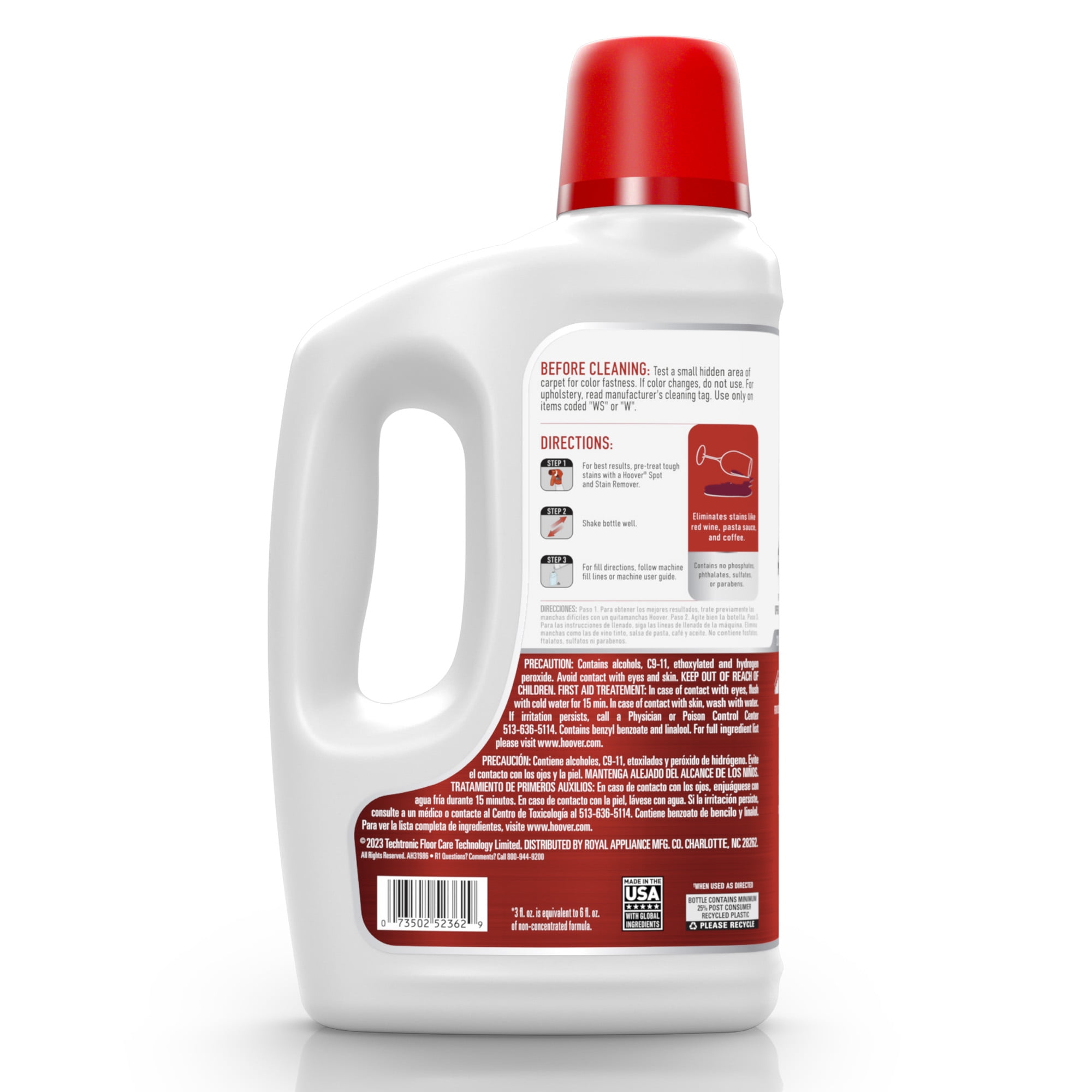 Hoover Oxy Carpet Cleaner Solution, Ocean Breeze Scent, for Carpet and Upholstery, Colored Stain Removal, Neutralizes Odors, AH31986, 50 Oz.