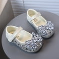 thumbnail image 4 of Hessimy Baby Girls Mary Jane Sequins Flats PU Leather Wedding Party Princess Ballet Shoe Rubber Sole Prewalker Toddler First Crib Shoes school (Beige,10.5), 4 of 9