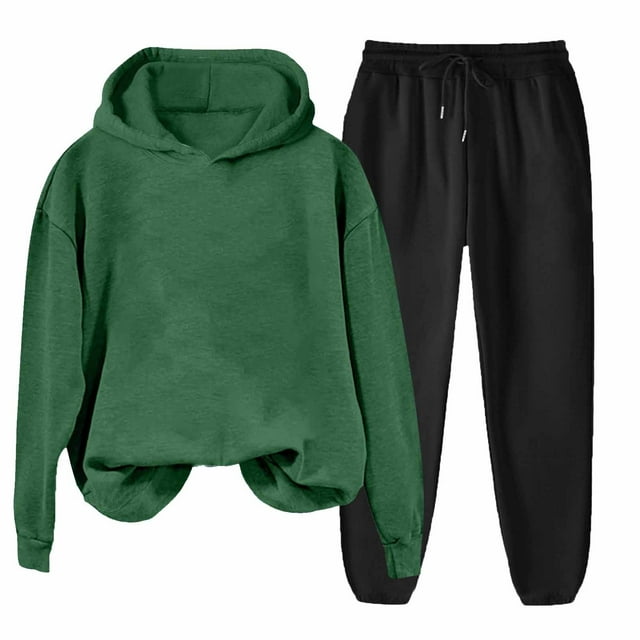 FAIWAD Womens 2 Piece Sets Casual Hoodie and Sweatpants Outfits Solid Color Sweatsuits Jogger Set Tracksuits