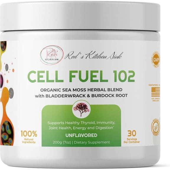 Red's Kitchen Sink Cell-Fuel 102: Sea Moss Powder | Organic Sea Moss, Organic, 100% Natural - 7oz