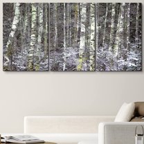PixonSign Canvas Print Wall Art Cracked Paint Texture Snow on Forest Trees Nature Wilderness Illustrations Modern Art Rustic Landscape Relax/Calm Warm for Living Room, Bedroom, Office - 24"x36"x3