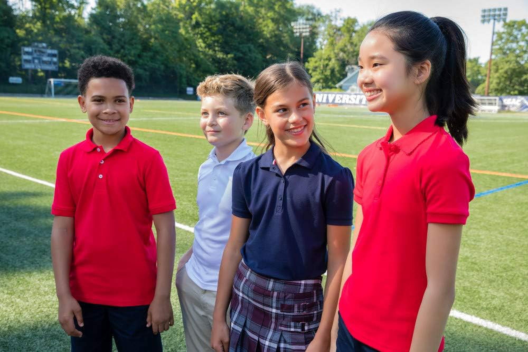 French Toast Girls School Uniform Short Sleeve Ruffle Pique Polo Shirt